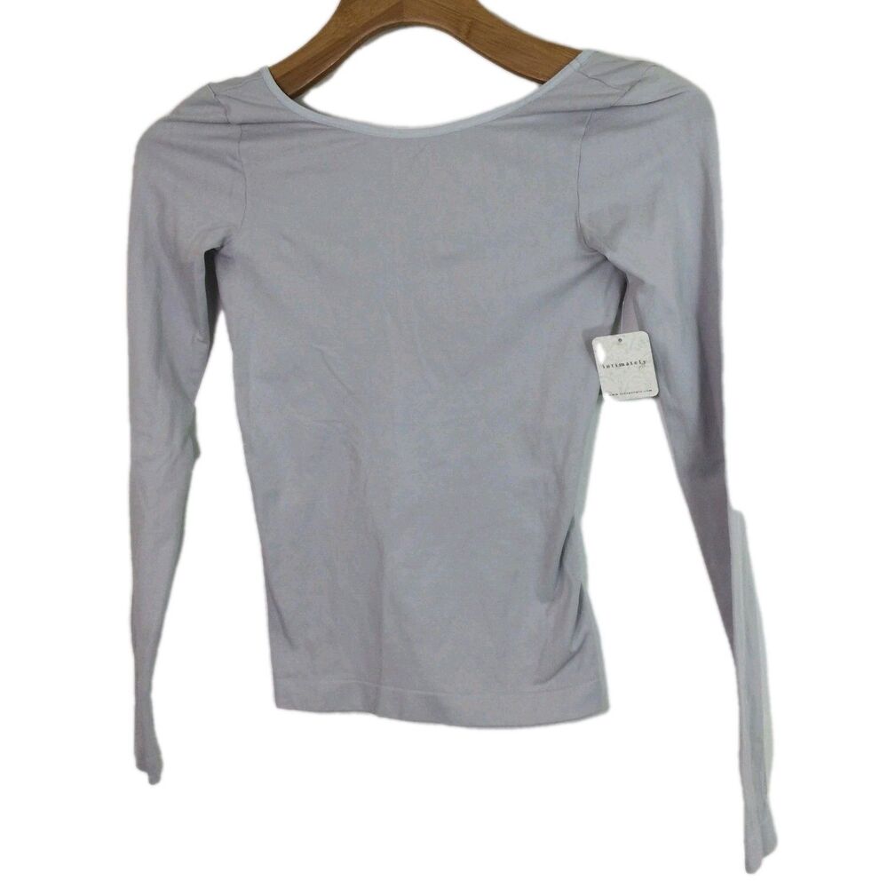 Free People Intimately Low Back Seamless Long Sleeve Top Grey Size M/L NWT